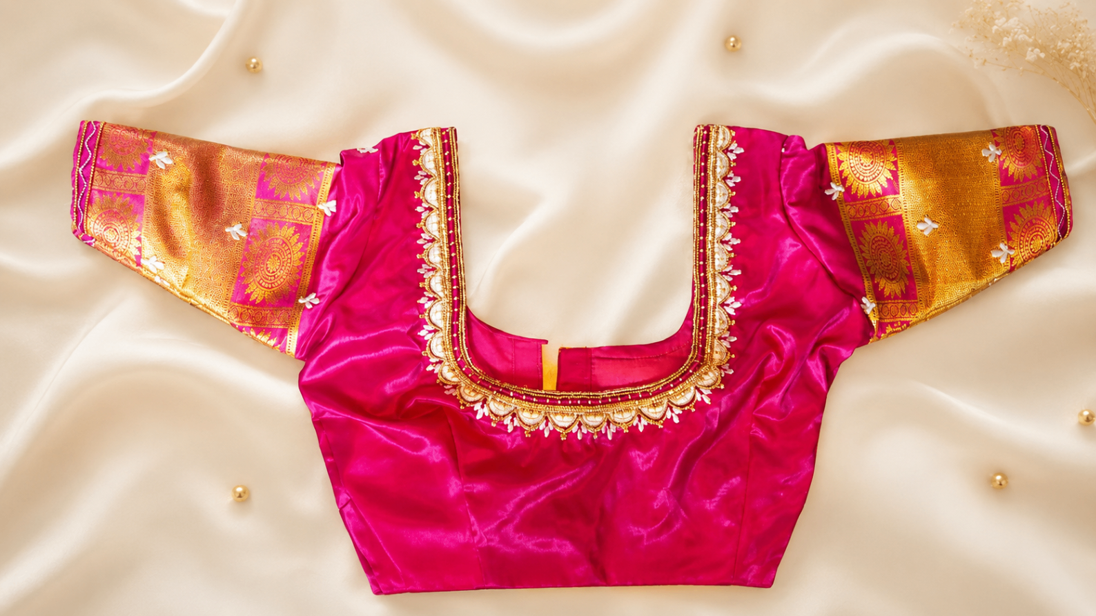 Festive Pink Silk Blouse